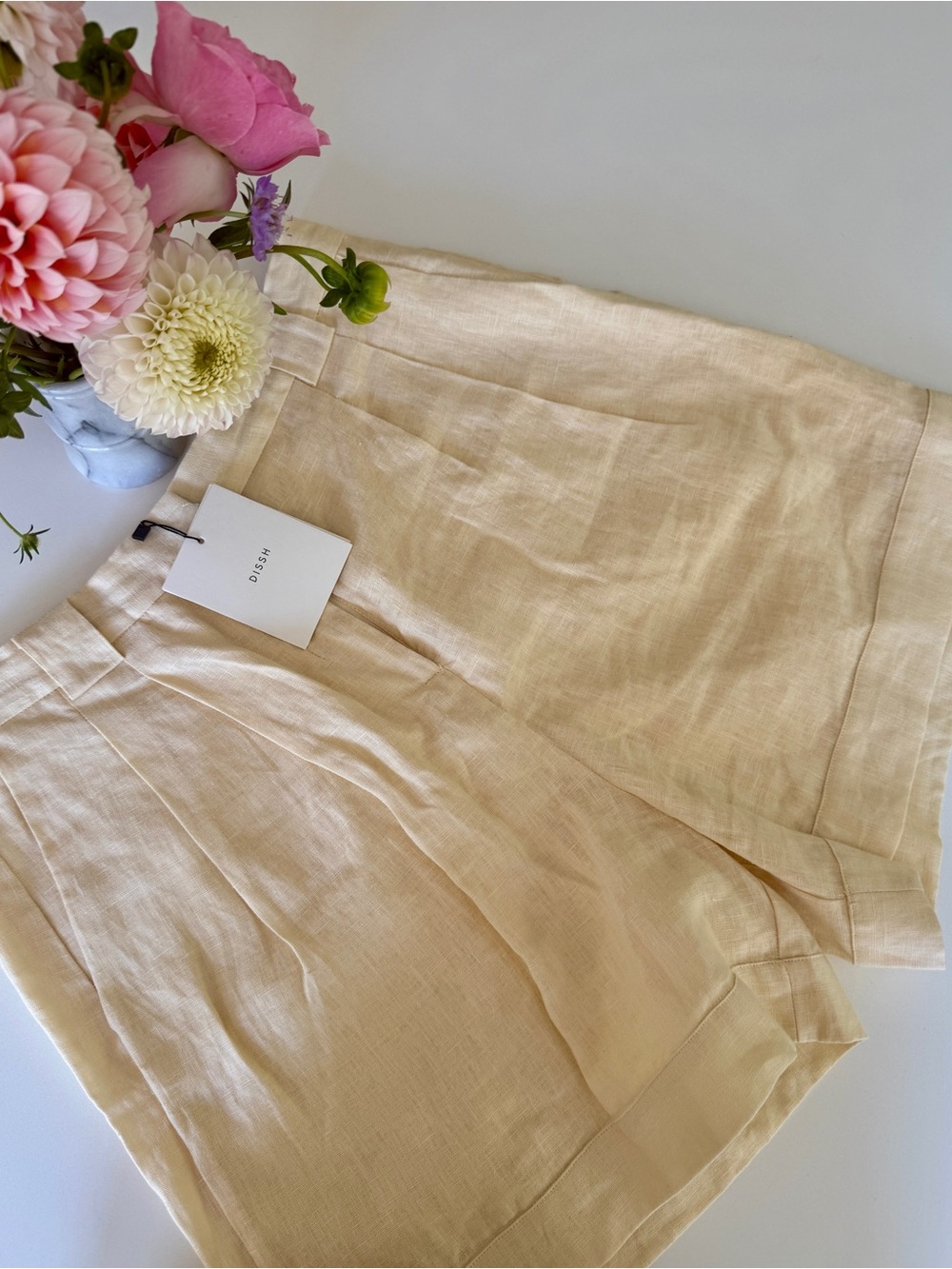 NEW! DISSH 🧈 Butter Yellow Linen ‘Alondra’ Shorts Size 12
